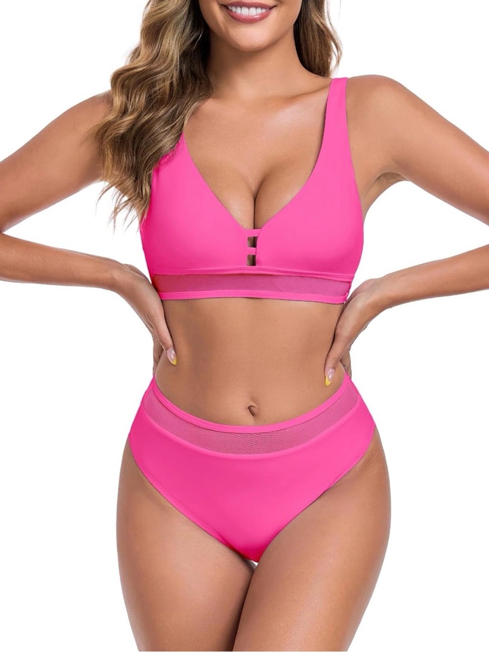 Women’s Pink High-Waist Bikini Set - Brand